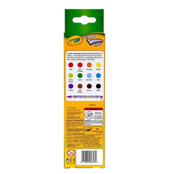 Набор карандашей Crayola "Твист" с ластиком, (выкручиваются и стираются), 12 шт Crayola 256360.024