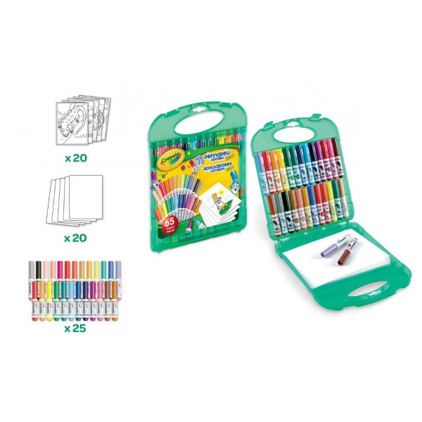Портативный Crayola набор для рисования в кейсе с мини-фломастерами (washable) и бумагой 04-5227