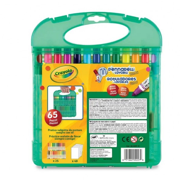 Портативный Crayola набор для рисования в кейсе с мини-фломастерами (washable) и бумагой 04-5227