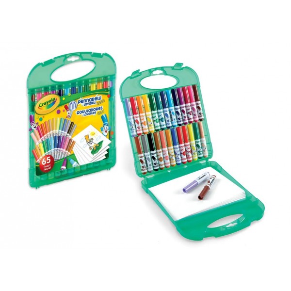 Портативный Crayola набор для рисования в кейсе с мини-фломастерами (washable) и бумагой 04-5227