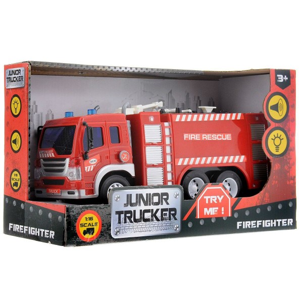Машина "Junior trucker" Пожарная со светом и звуком, 28 см Dave Toy 33016