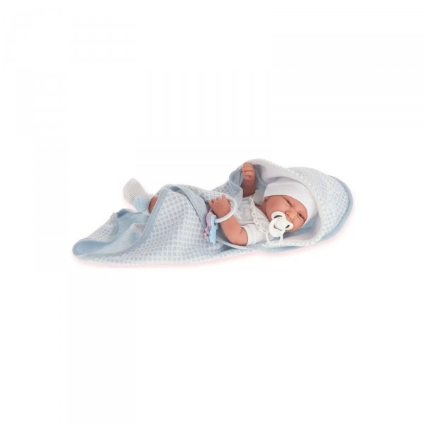 Пупс Карло в ковдрі з куточком з м'яким вініловим тілом 42 cm Antonio Jua 5037