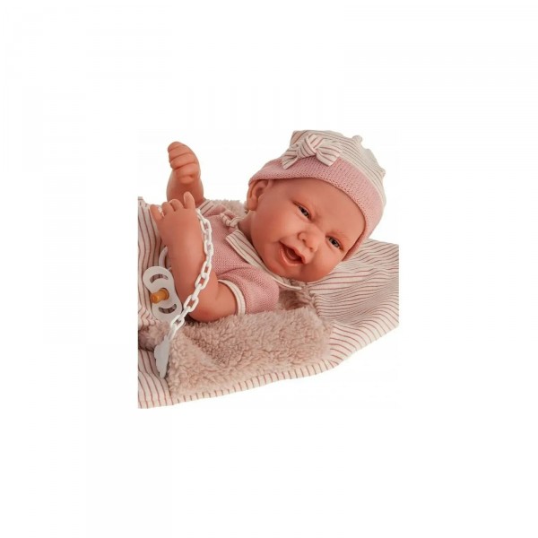 Пупс Карла в смугастому спальному мішку з м'яким вініловим тілом 42 cm Antonio Jua 5081