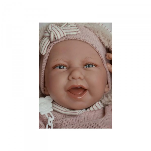 Пупс Карла в смугастому спальному мішку з м'яким вініловим тілом 42 cm Antonio Jua 5081