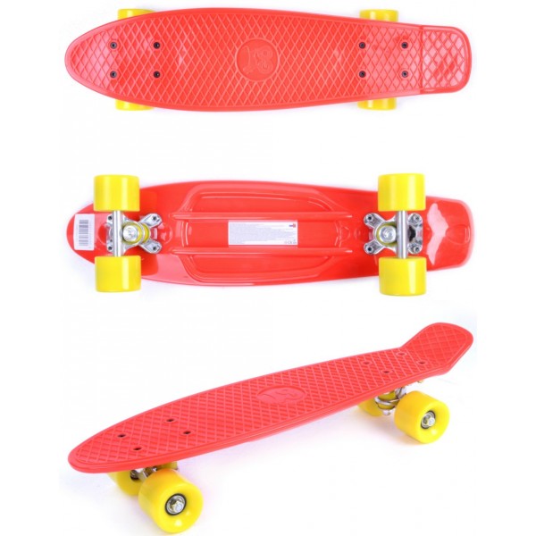 Скейт "GO Travel" красный, желто-горячие колеса 56 см Penny board LS-P2206RYS