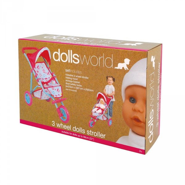 Коляска для куклы Dolls World трехколесная 8190