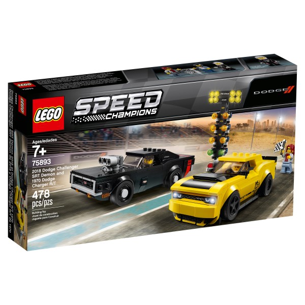 LEGO Speed Champions Конструктор Автомобили 2018 Dodge Challenger SRT Demon и 1970 Dodge Charger R/T 75893
