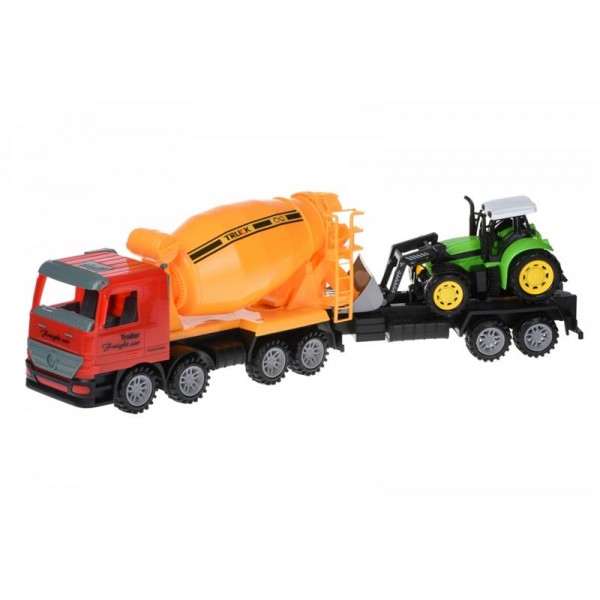 Машинка инерционная Same Toy Truck Бетономешалка Красная с бульдозером 98-88Ut-1