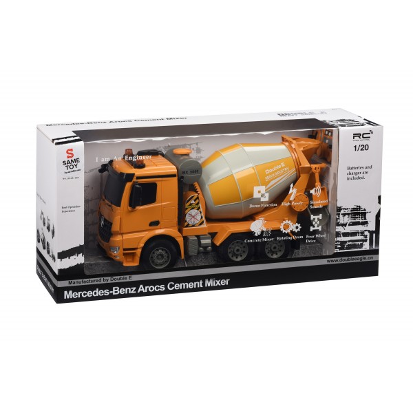 Машинка на радиоуправлении Same Toy Бетономешалка желтая Mercedes-Benz 1:20 E528-003