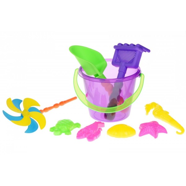 Набор для игры с песком Same Toy с Воздушной вертушкой (фиолетовое ведро) 9 шт HY-1206WUt-2