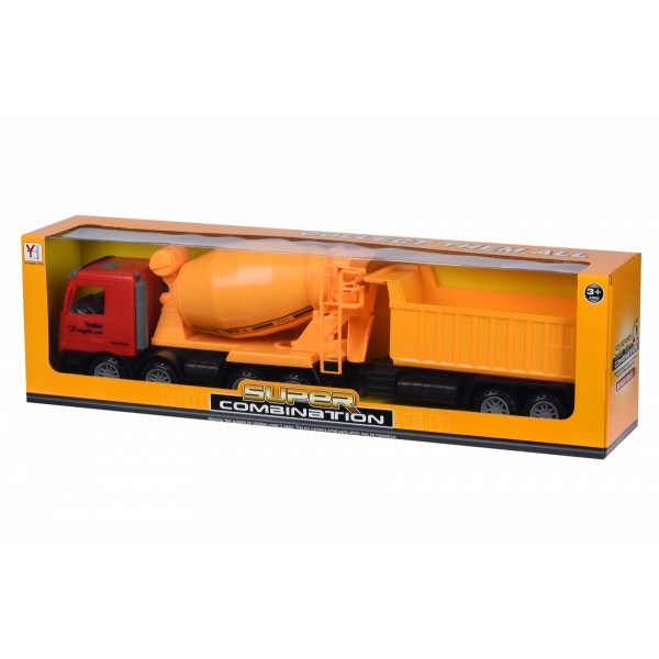 Машинка инерционная Same Toy Super Combination Бетономешалка красная с прицепом 98-86Ut-1