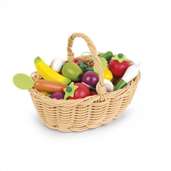 Игровой набор Janod Корзина с овощами и фруктами 24 ел. J05620