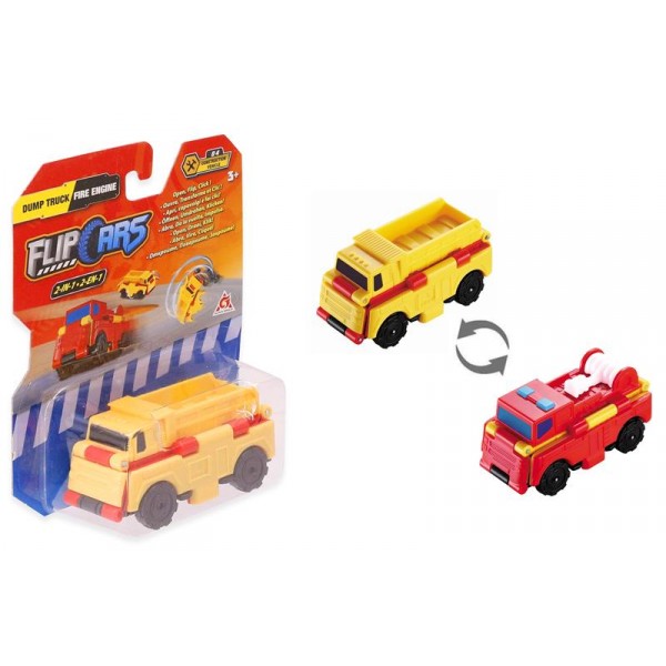 Машинка-трансформер Flip Cars 2 в 1 Самосвал и Пожарный автомобиль