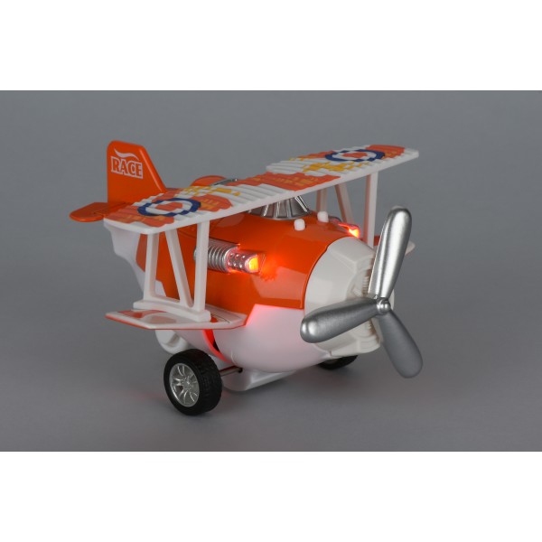 Самолет металический инерционный Same Toy Aircraft оранжевый со светом и музыкой SY8012Ut-1