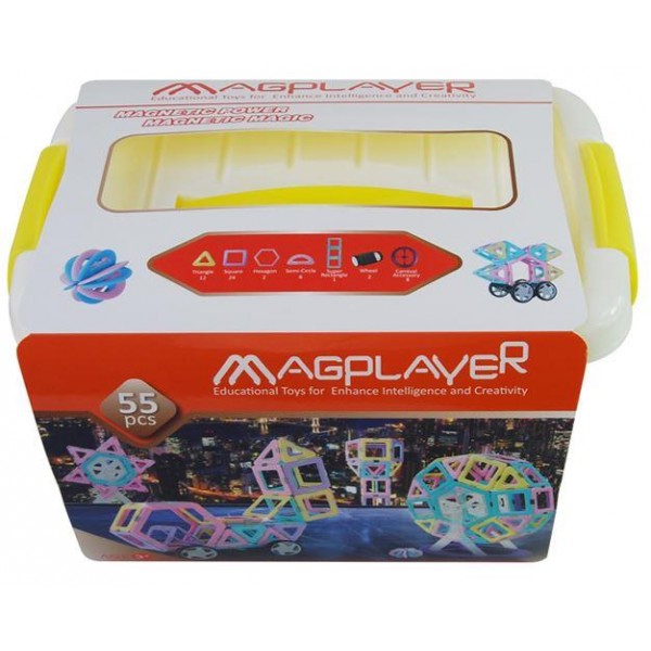 Конструктор Magplayer магнитный набор бокс 55 эл. MPT2-55