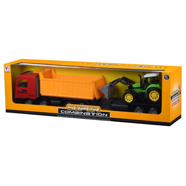 Машинка инерционная Same Toy Super Combination Самосвал красный с бульдозером 98-89Ut-1