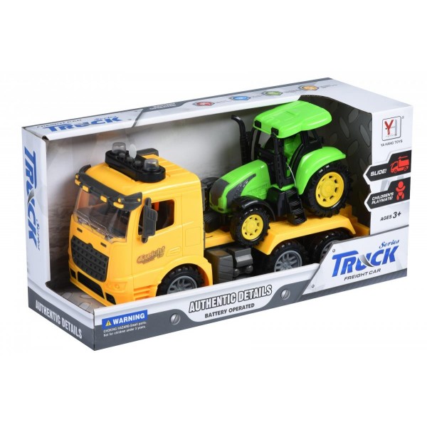 Машинка инерционная Same Toy Truck Тягач желый с трактором со светом и звуком 98-613AUt-1
