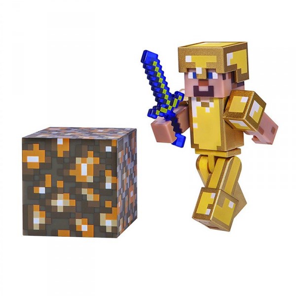 Игровая фигурка Minecraft Steve in Gold Armor серия 3 16488M