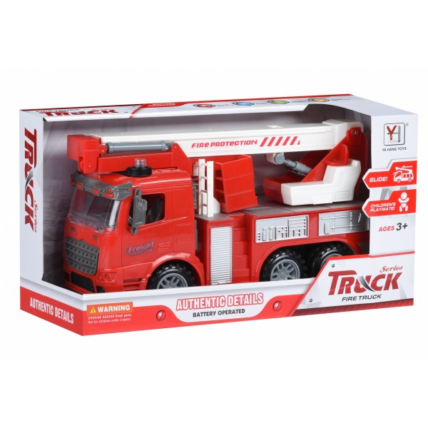 Машинка инерционная Same Toy Truck Пожарная машина с подъемным краном со светом и звуком 98-617AUt
