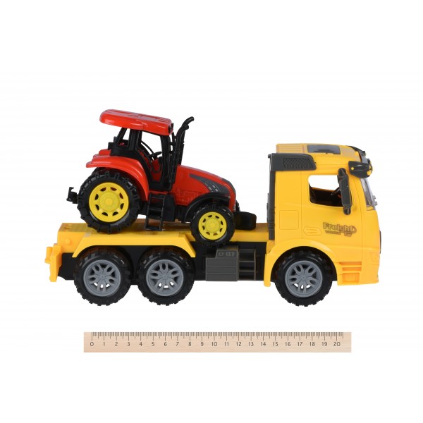 Машинка инерционная Same Toy Truck Тягач Желтый с трактором 98-613Ut-1