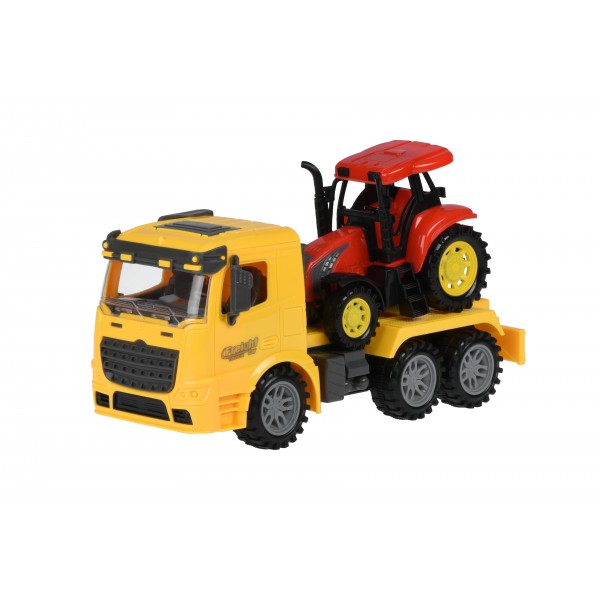 Машинка инерционная Same Toy Truck Тягач Желтый с трактором 98-613Ut-1