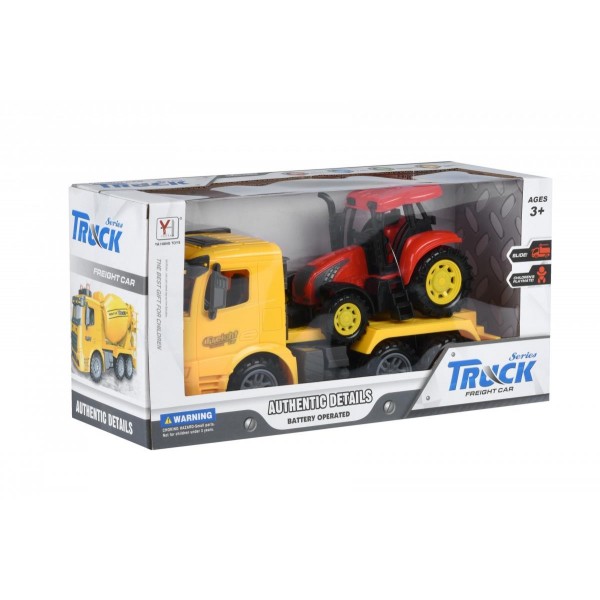 Машинка инерционная Same Toy Truck Тягач Желтый с трактором 98-613Ut-1