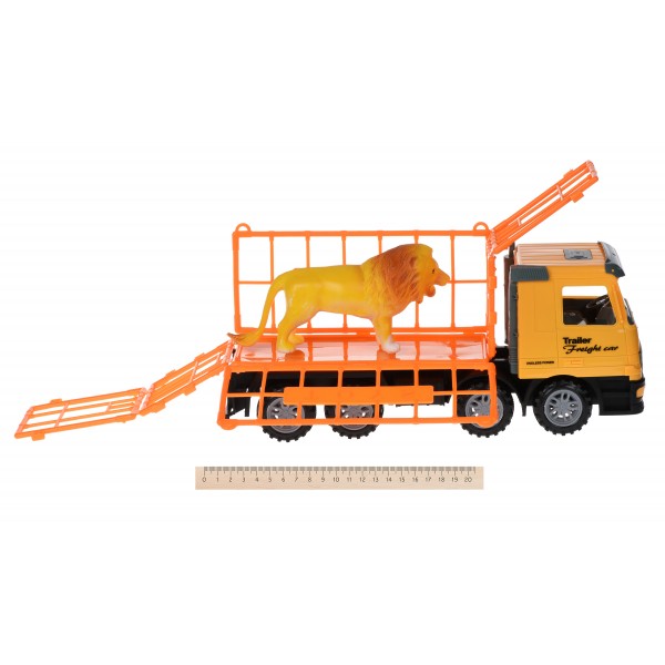 Машинка инерционная Same Toy Super Combination Грузовик желтый для перевозки животных 98-83Ut