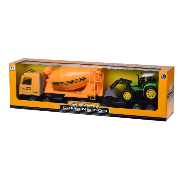 Машинка инерционная Same Toy Truck Бетономешалка Желтая с бульдозером 98-88Ut-2