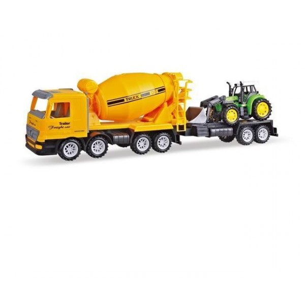 Машинка инерционная Same Toy Truck Бетономешалка Желтая с бульдозером 98-88Ut-2