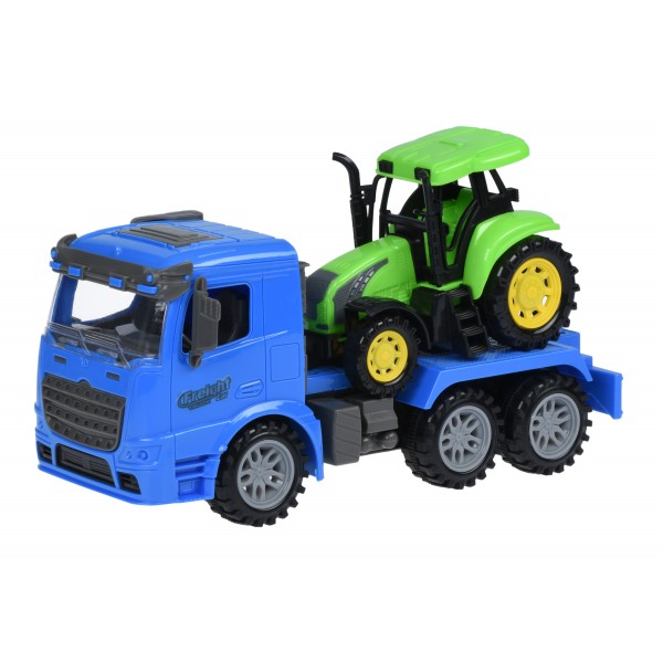 Машинка инерционная Same Toy Truck Тягач Синий с трактором 98-613Ut-2