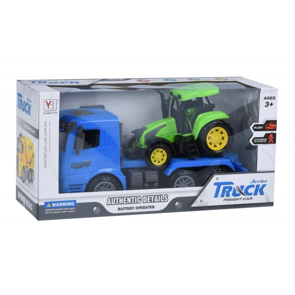 Машинка инерционная Same Toy Truck Тягач Синий с трактором 98-613Ut-2