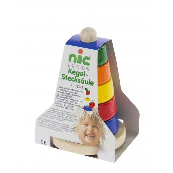 Пирамидка nic деревянная Коническая разноцветная NIC2311