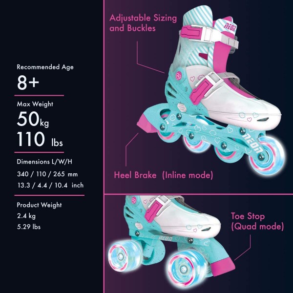 Роликовые коньки Neon Combo Skates Бирюзовый (Размер 30-33) NT09T4