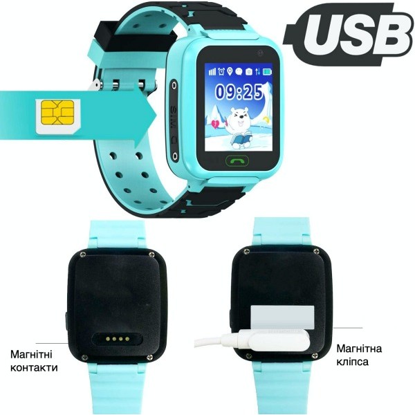 Детские телефон-часы с GPS трекером GOGPS К07 синие