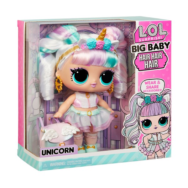 Игровой набор с мега куклой LOL Surprise "Big Baby Hair Hair Hair" - Единорог Лол 579717