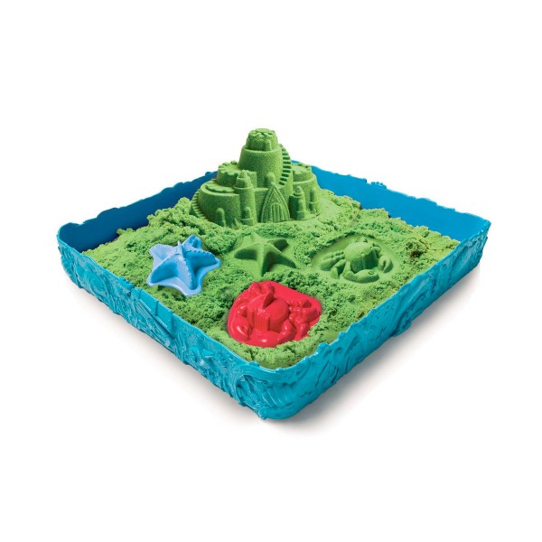Набор песка для детского творчества -Kinetic Sand Замок Из Песка (зеленый, 454 г, формочки, лоток) 71402G