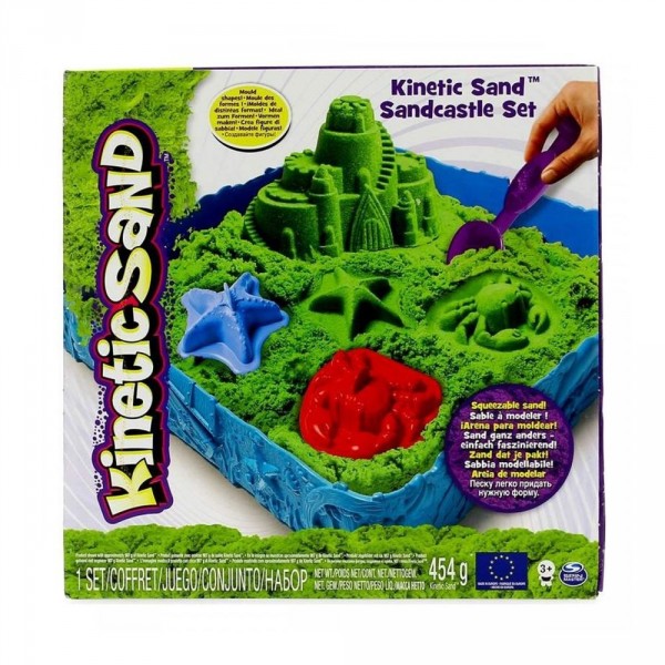 Набор песка для детского творчества -Kinetic Sand Замок Из Песка (зеленый, 454 г, формочки, лоток) 71402G