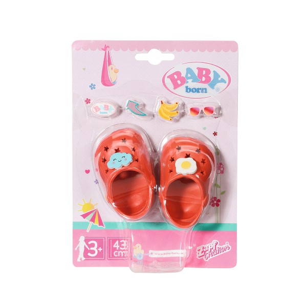 Обувь для куклы Baby Born - Праздничные сандалии с значками (красные) 828311-3