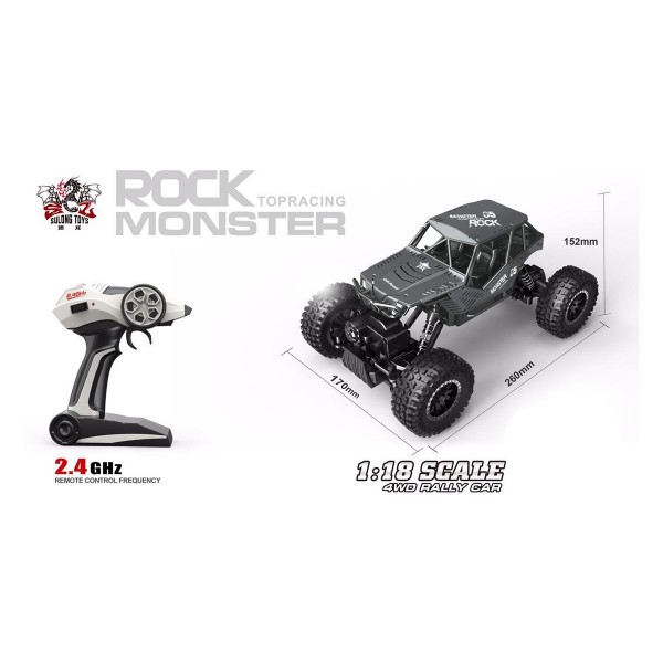 Автомобиль Off-Road Crawler на р/у -Rock (серебристый, метал. корпус, 1:18) SL-111S