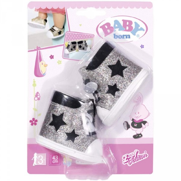 Обувь для куклы Baby Born - Блестящие Кеды (серебристые) 826997-2