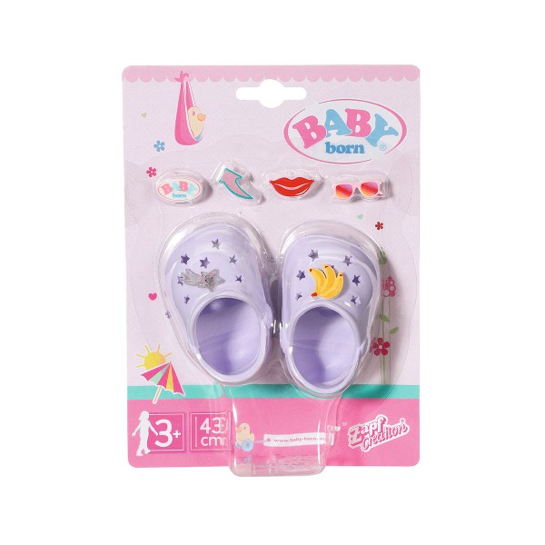 Обувь для куклы Baby Born - Праздничные сандалии с значками (лаванд.) 828311-4
