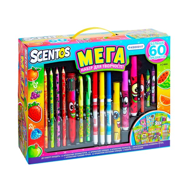 Ароматный набор для творчества - Мегакреатив (фломастеры, карандаши, ручки, маркеры, наклейки) 45154