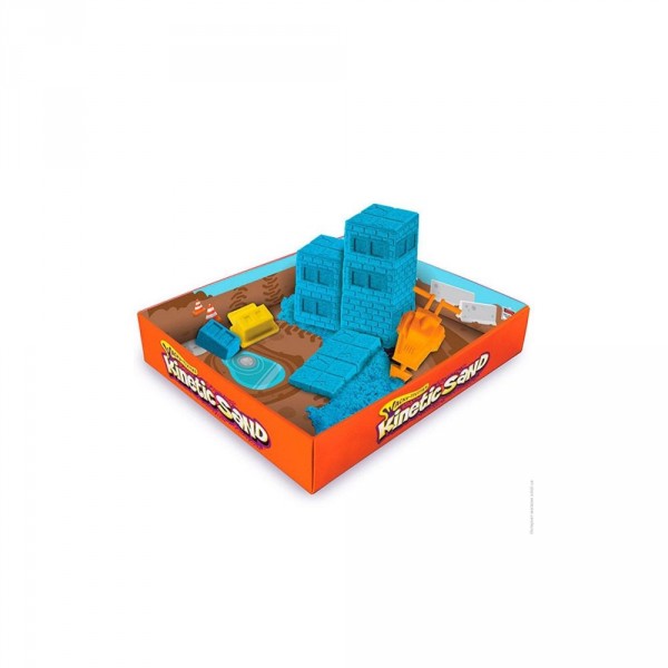 Набор песка для детского творчества - Kinetic Sand Construction Zone (голубой , формочки, 283 г) 71417-2