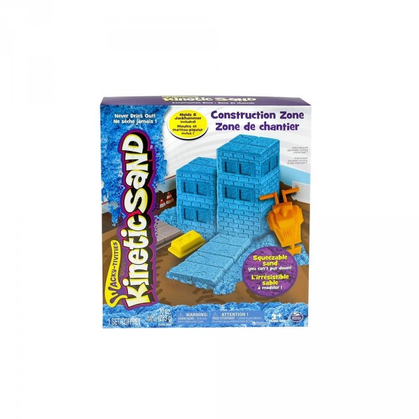 Набор песка для детского творчества - Kinetic Sand Construction Zone (голубой , формочки, 283 г) 71417-2