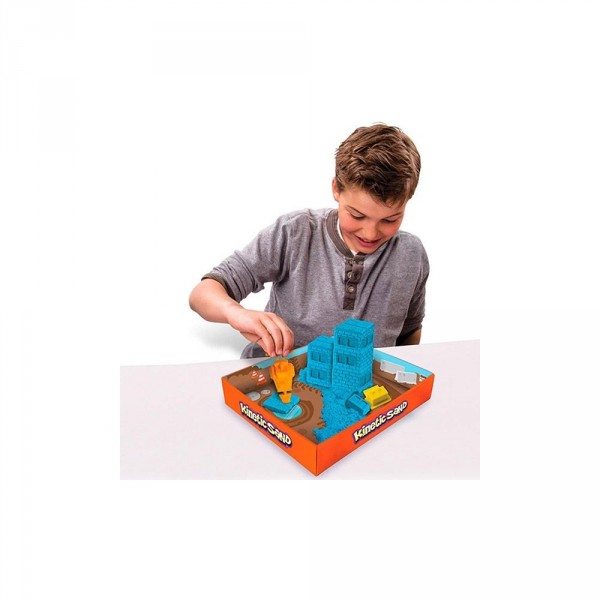 Набор песка для детского творчества - Kinetic Sand Construction Zone (голубой , формочки, 283 г) 71417-2