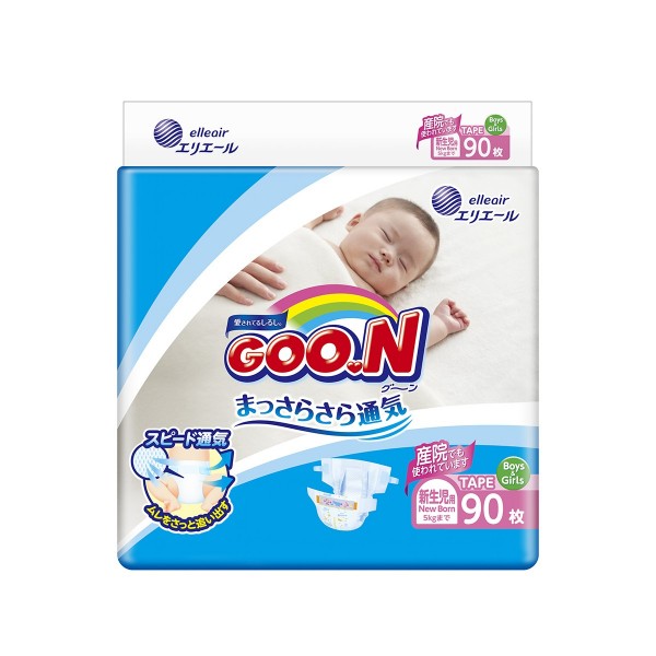 Подгузники GOO.N для новорожденных до 5 кг (размер SS, на липучках, унисекс, 90 шт) 853620