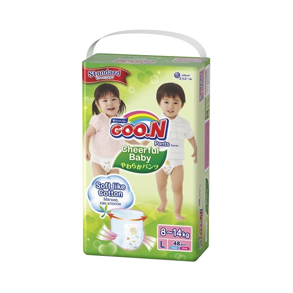 Трусики-подгузники CHEERFUL BABY для детей 8-14 кг (размер L, унисекс, 48 шт) 853881