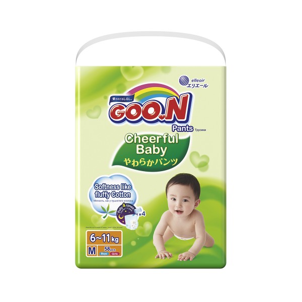 Трусики-подгузники CHEERFUL BABY для детей 7-12 кг (размер M, унисекс, 58 шт) 853734