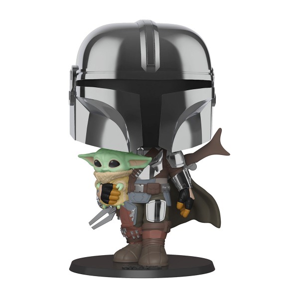Игровая фигурка Funko Pop! ­ Мандалорец в хроме с малышом 25 сm 49931