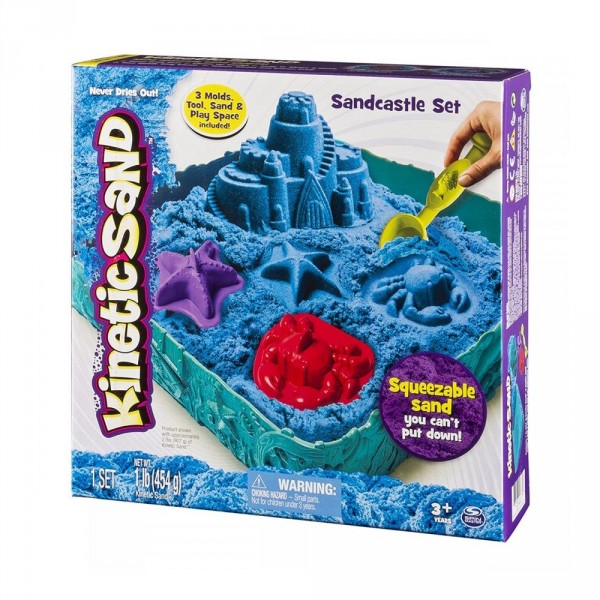 Набор песка для детского творчества - Kinetic Sand Замок Из Песка (голубой, 454 г, формочки, лоток) 71402B